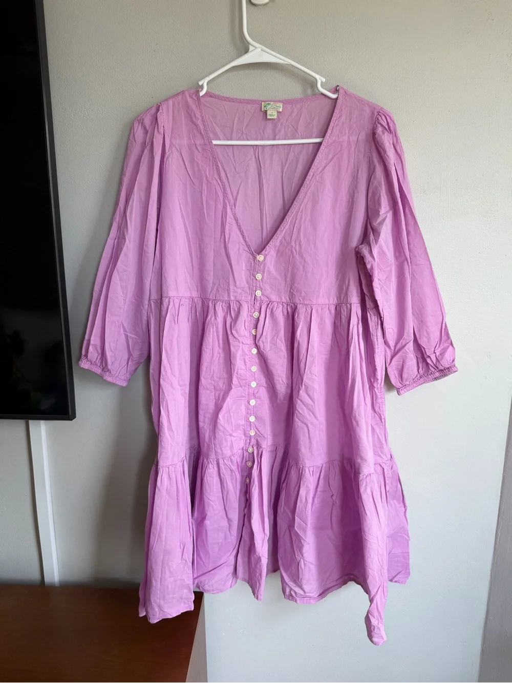 J. Crew Button Front Beach Dress Purple Pink Cotton S
